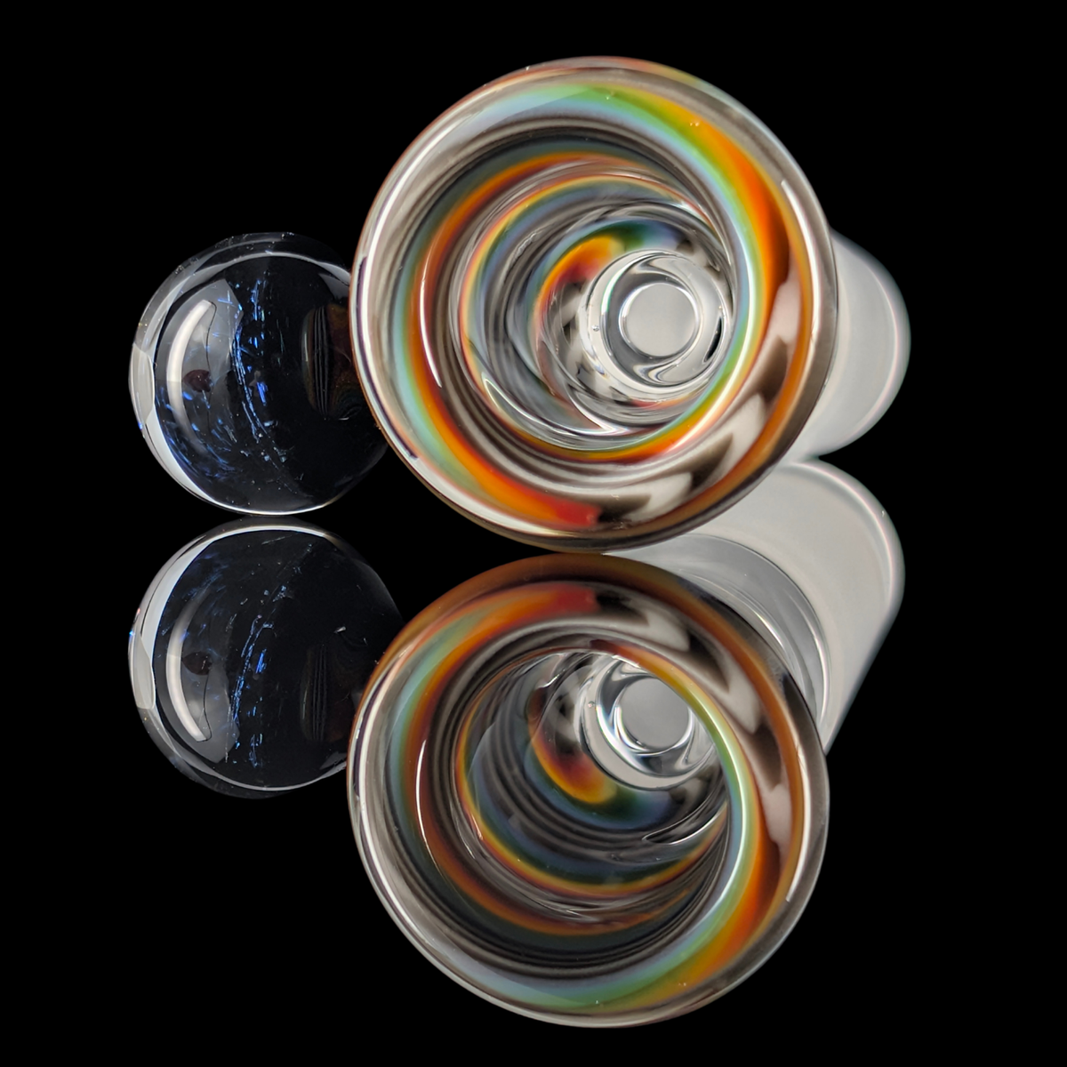 Linework Restriction Slide w/ Dichro Marble 14mm by Empirical Glass