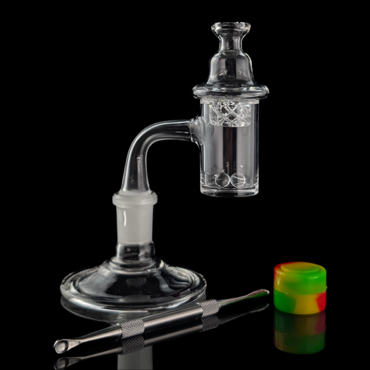 Full Weld Quartz Banger Kit w/Dabber, Pearls, Spinning Cap, Cotton Tips & 2g Silicone Puck