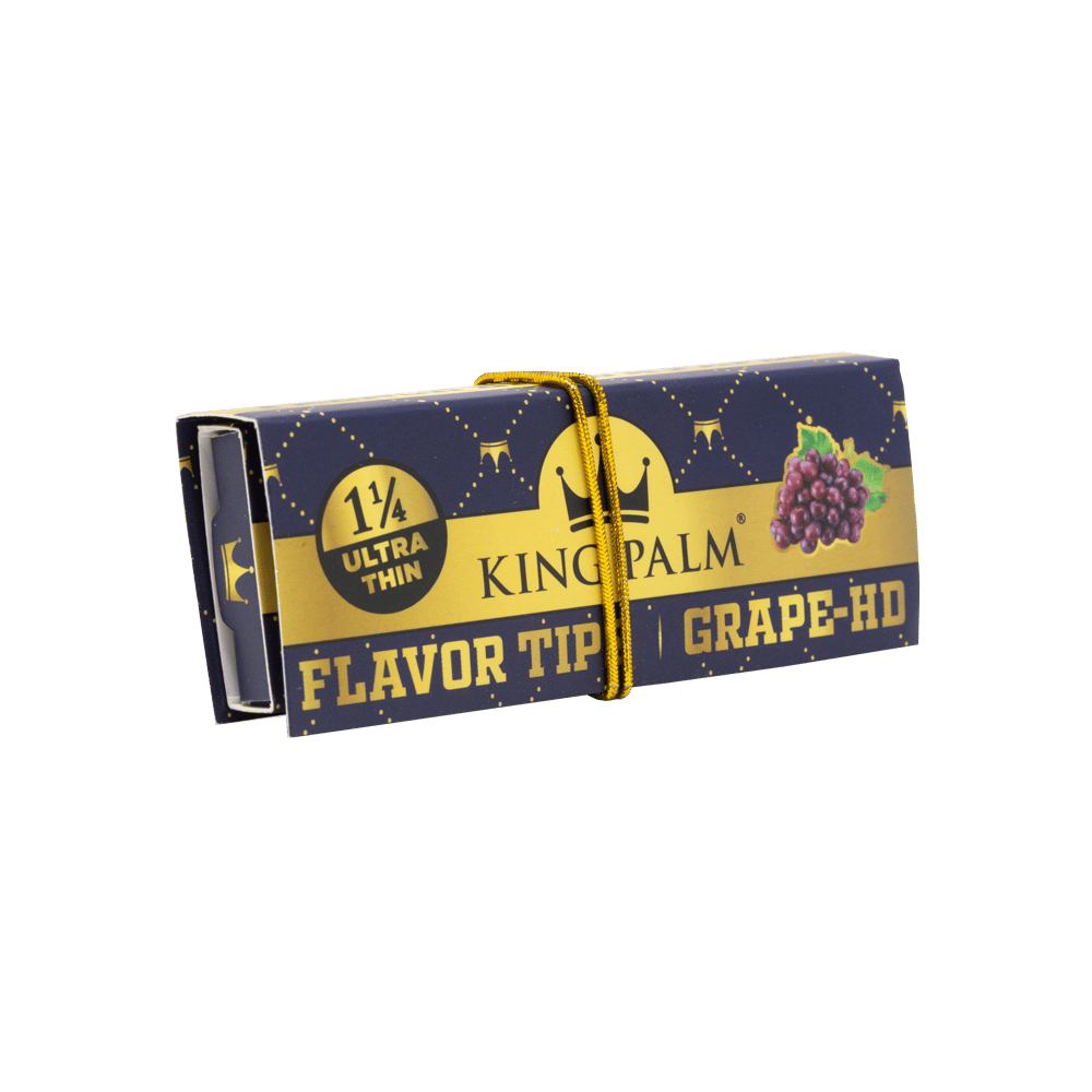 King Palm French Brown Grape HD 1 1/4 Rolling Papers w/ Pop Filters