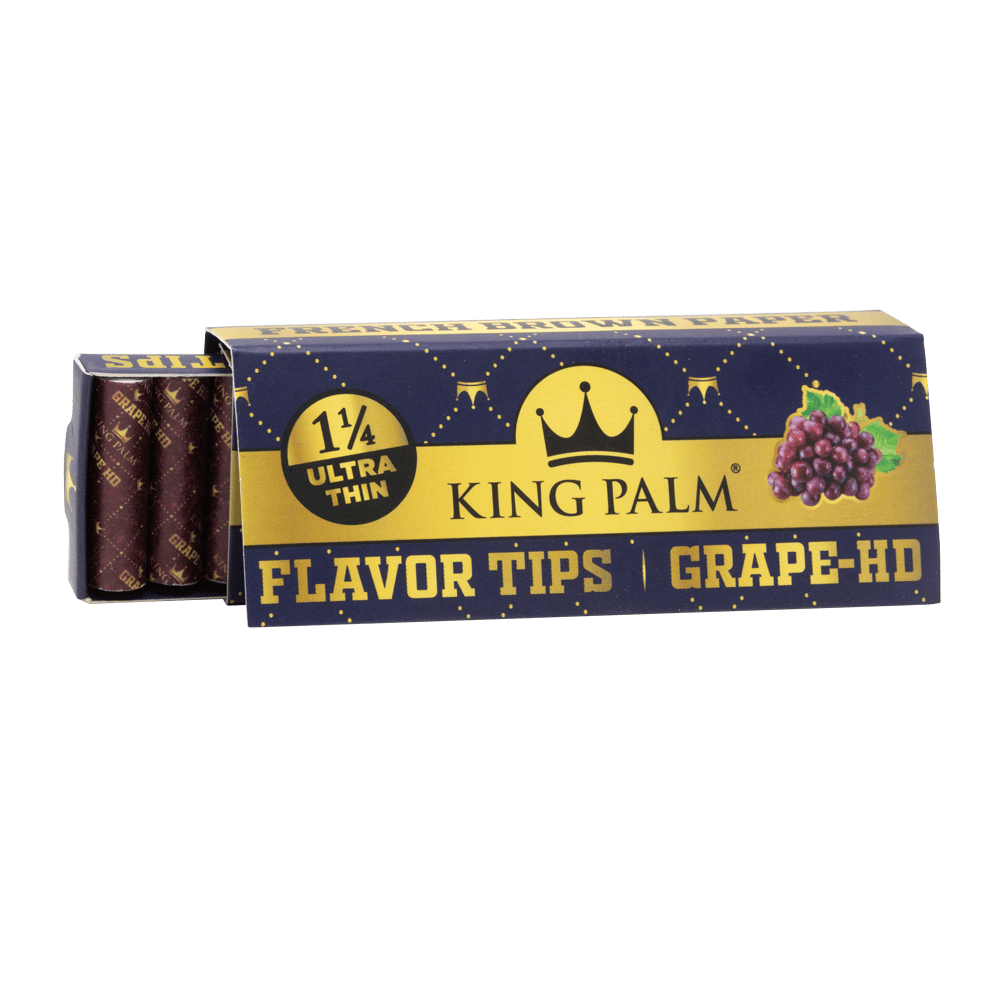 King Palm French Brown Grape HD 1 1/4 Rolling Papers w/ Pop Filters