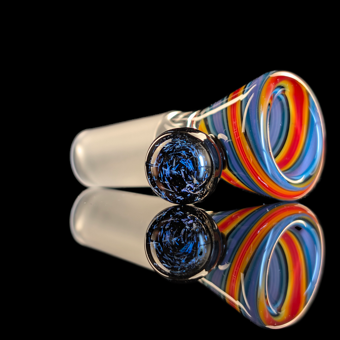 Empirical Glass Linework Restriction Slide w/ Dichro Marble 14mm Red/Blue/Purple/Yellow/Orange