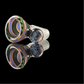 Sprial Restriction Slide w/ Dichro Marble 14mm by Empirical Glass Purple/Green/Orange/Blue