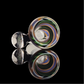 Sprial Restriction Slide w/ Dichro Marble 14mm by Empirical Glass Purple/Green/Orange/Blue