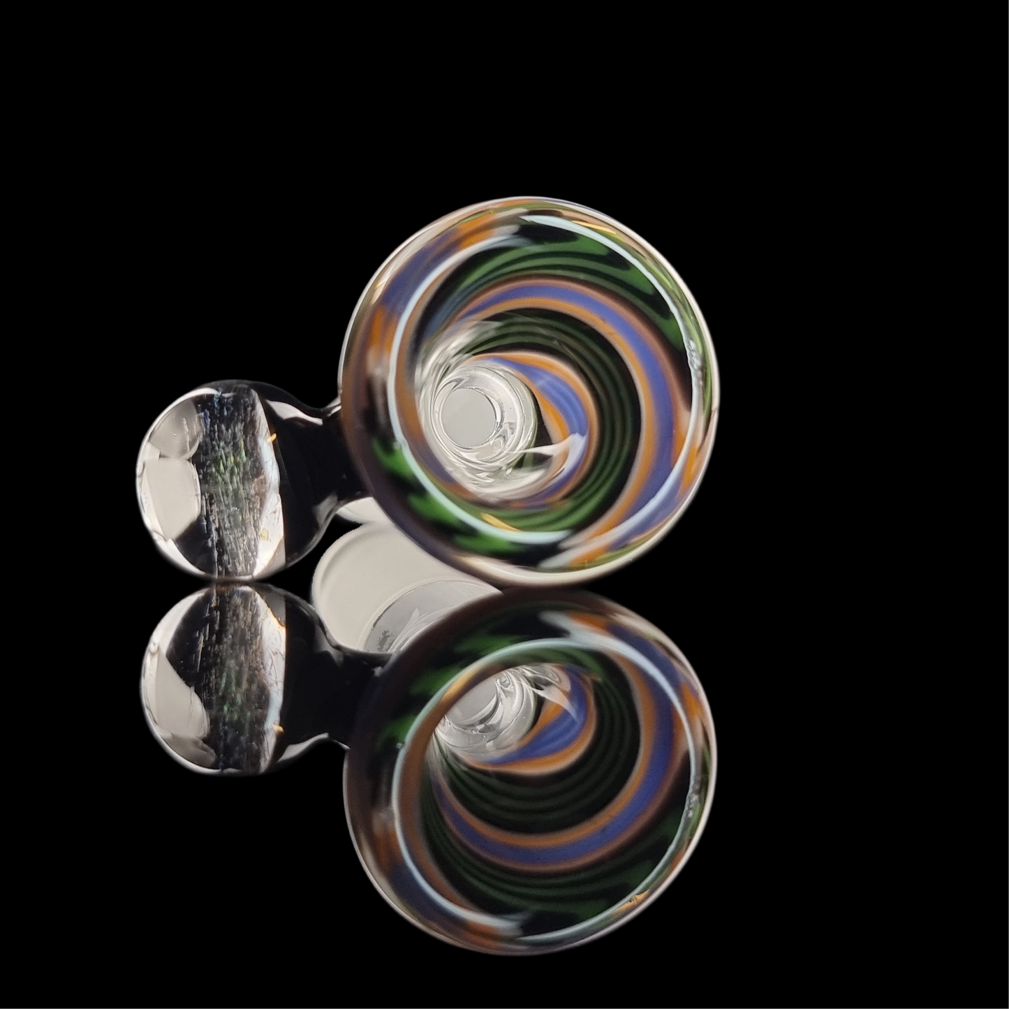 Spiral Restriction Slide w/ Dichro Marble 14mm by Empirical Glass Purple/Green/Orange/Blue