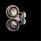 Sprial Restriction Slide w/ Dichro Marble 14mm by Empirical Glass Purple/Green/Orange/Blue