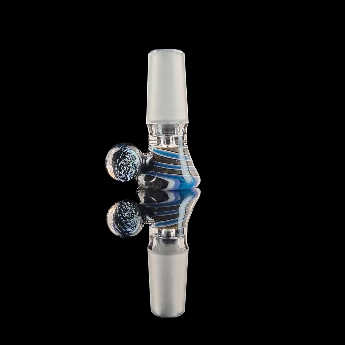 Spiral Restriction Slide w/ Dichro Marble 14mm by Empirical Glass Black/Blue/Grey/White