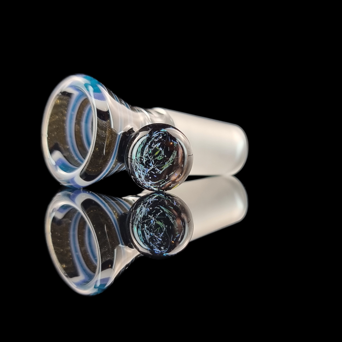 Spiral Restriction Slide w/ Dichro Marble 14mm by Empirical Glass Black/Blue/Grey/White