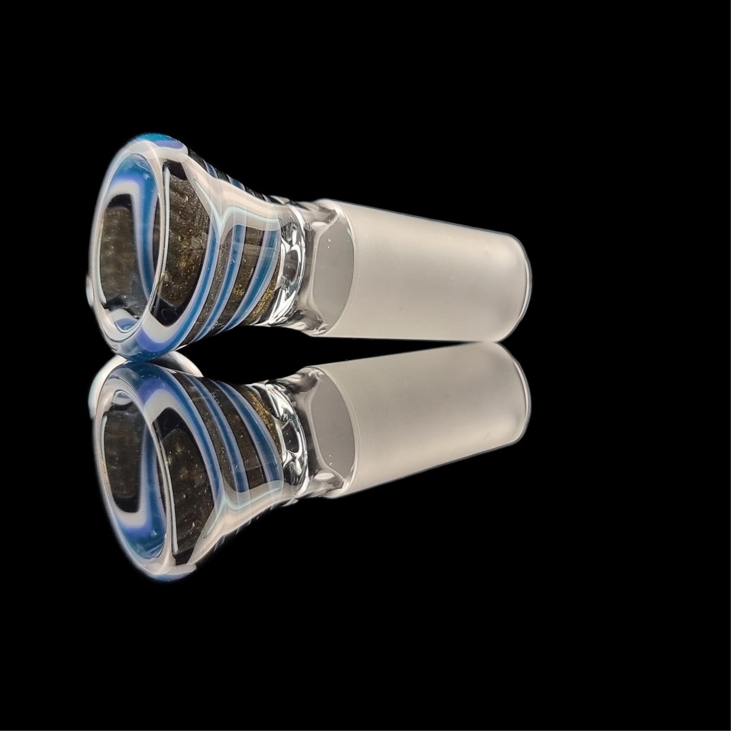 Spiral Restriction Slide w/ Dichro Marble 14mm by Empirical Glass Black/Blue/Grey/White