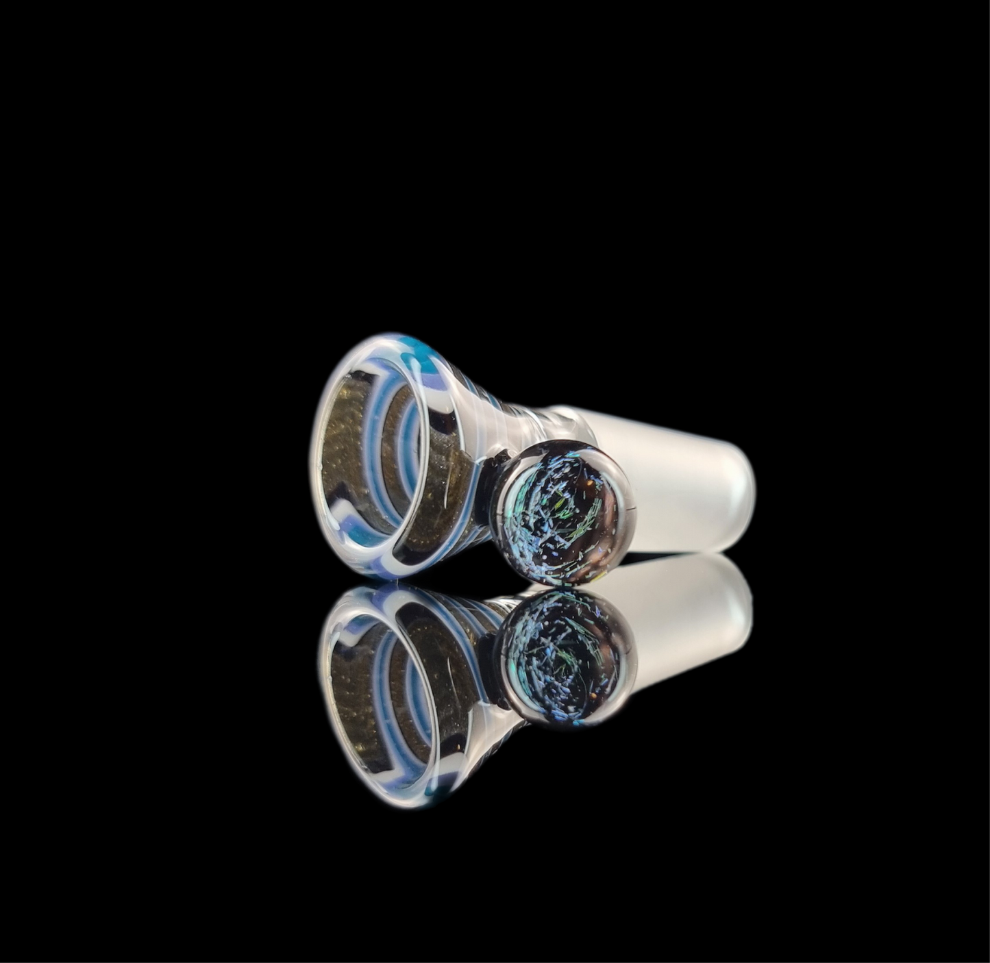 Spiral Restriction Slide w/ Dichro Marble 14mm by Empirical Glass Black/Blue/Grey/White