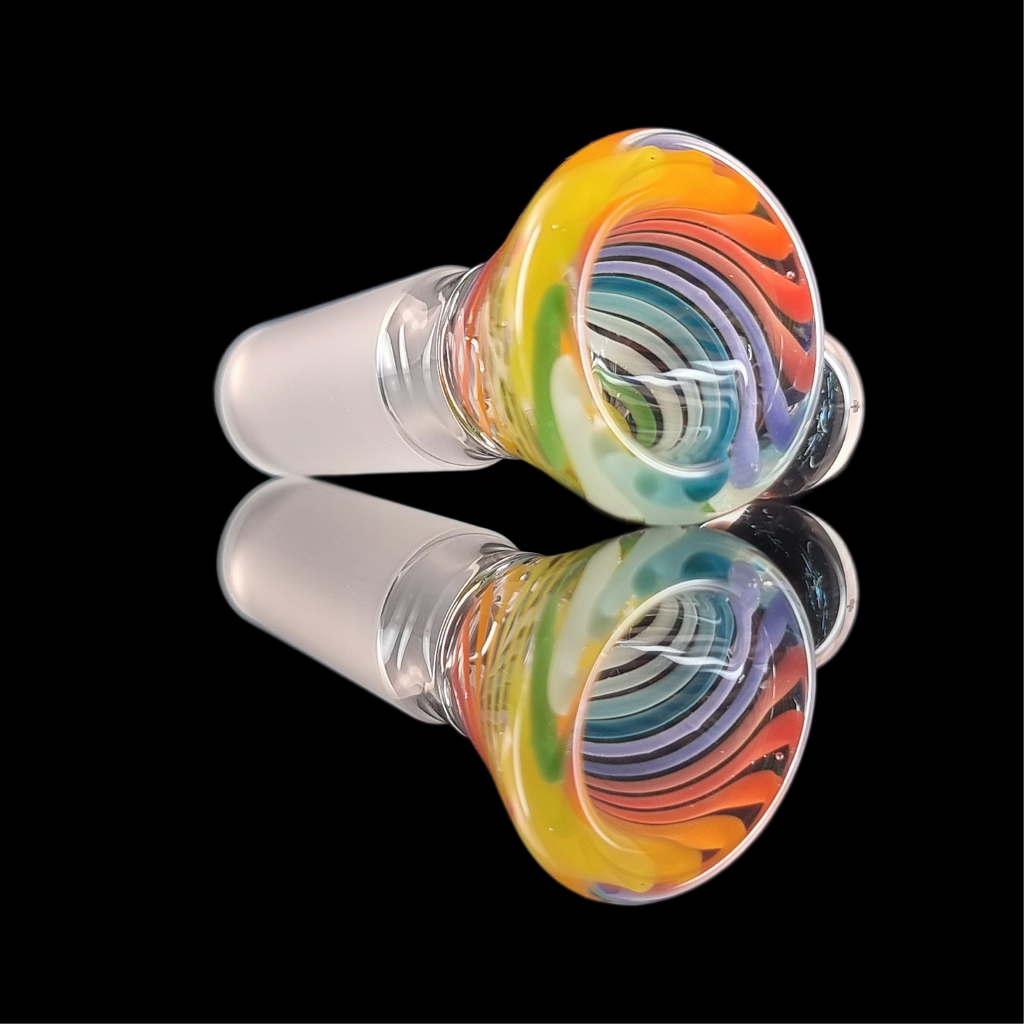 Rainbow on Clear Spiral Restriction Slide w/ Dichro Marble 14mm by Empirical Glass