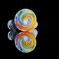 Rainbow on Clear Spiral Restriction Slide w/ Dichro Marble 14mm by Empirical Glass