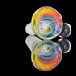 Rainbow on Clear Spiral Restriction Slide w/ Dichro Marble 14mm by Empirical Glass