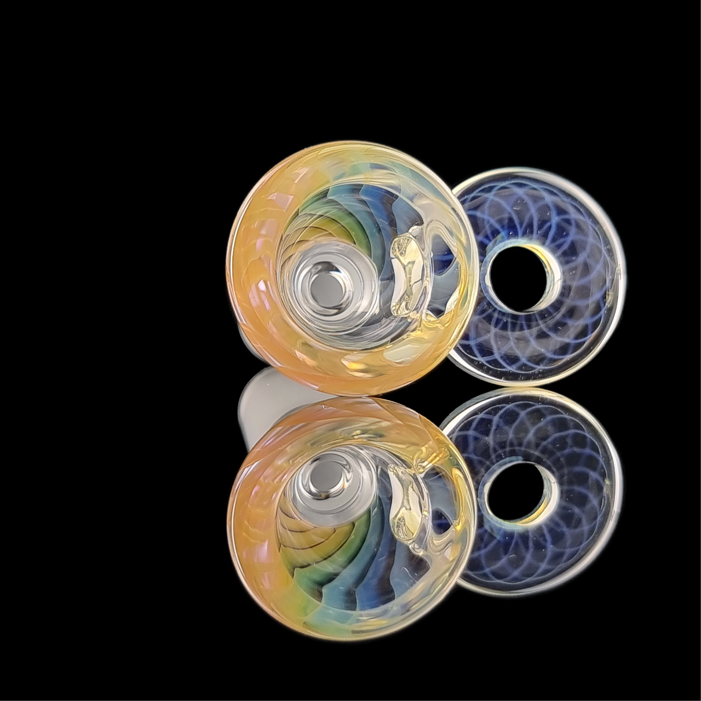 Rainbow Fume Spiral Restriction Slide w/ Fumicello Donut 14mm by Empirical Glass