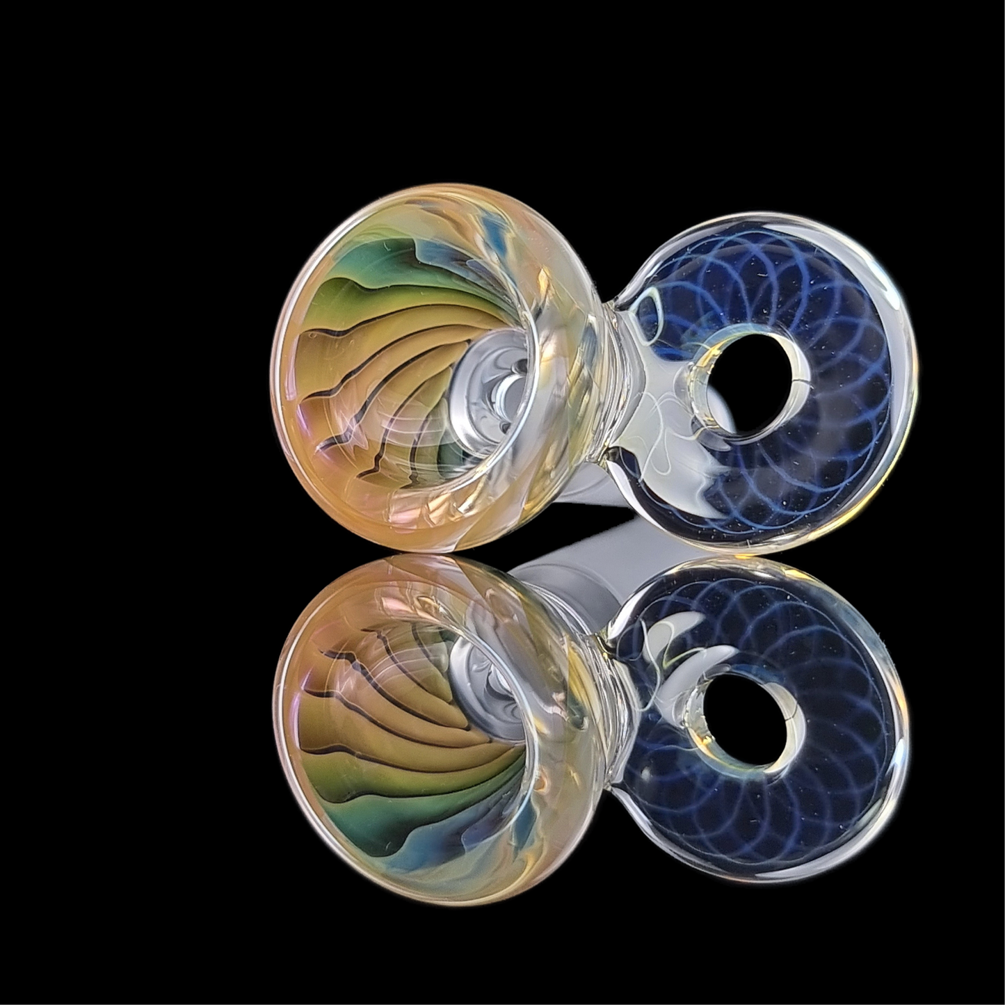 Rainbow Fume Spiral Restriction Slide w/ Fumicello Donut 14mm by Empirical Glass