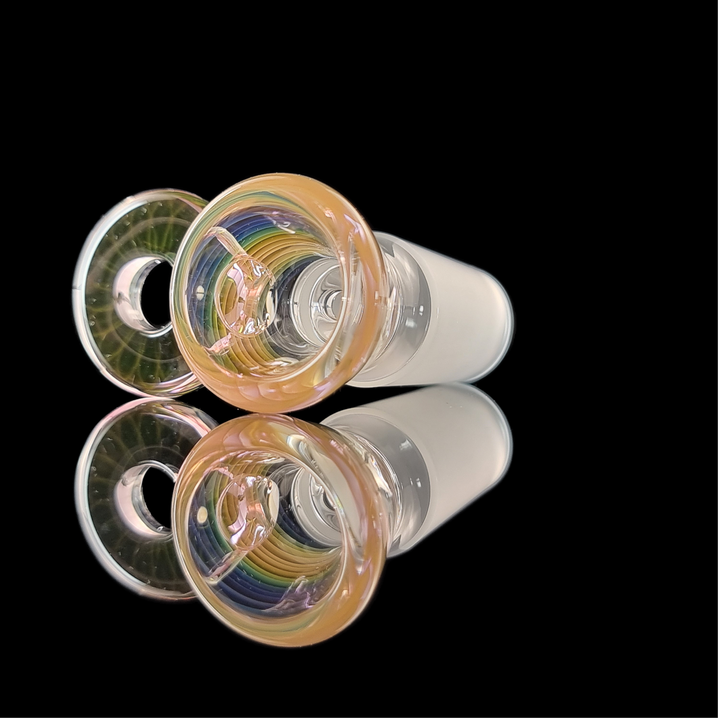 Rainbow Fume Spiral Restriction Slide w/ Fumicello Donut 18mm by Empirical Glass