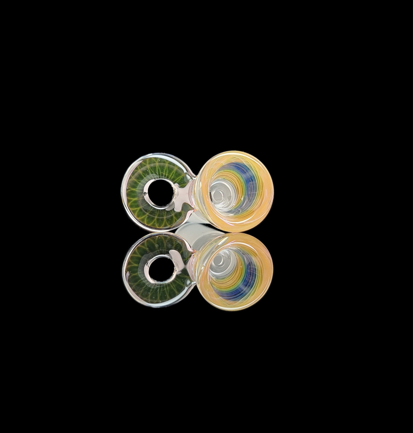 Rainbow Fume Spiral Restriction Slide w/ Fumicello Donut 18mm by Empirical Glass