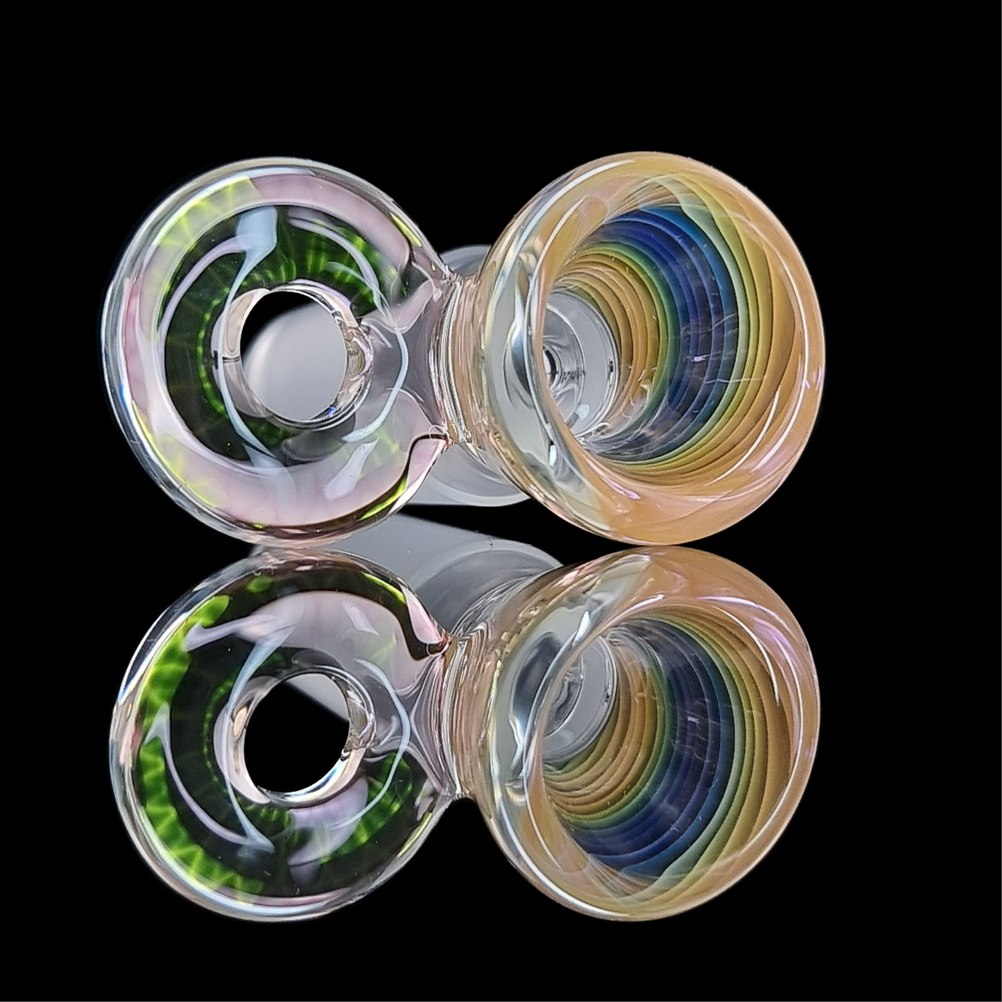 Rainbow Fume Spiral Restriction Slide w/ Fumicello Donut 18mm by Empirical Glass