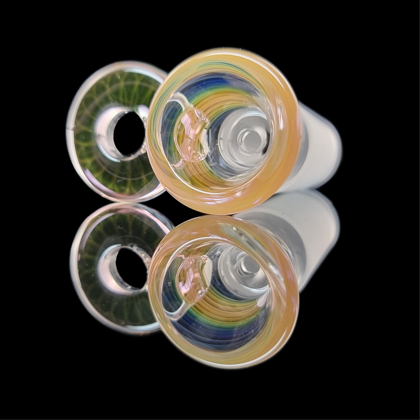 Rainbow Fume Spiral Restriction Slide w/ Fumicello Donut 18mm by Empirical Glass