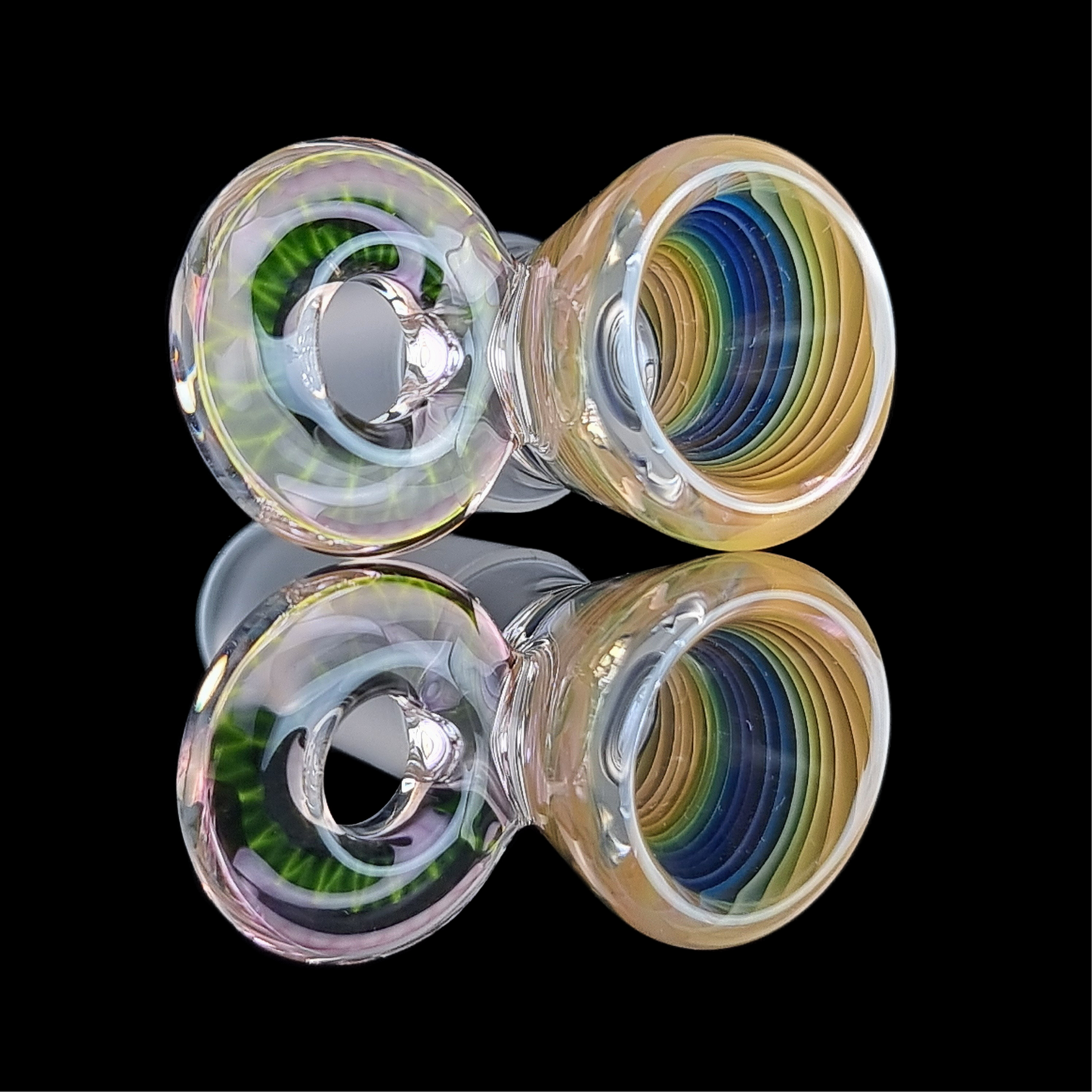 Rainbow Fume Spiral Restriction Slide w/ Fumicello Donut 18mm by Empirical Glass