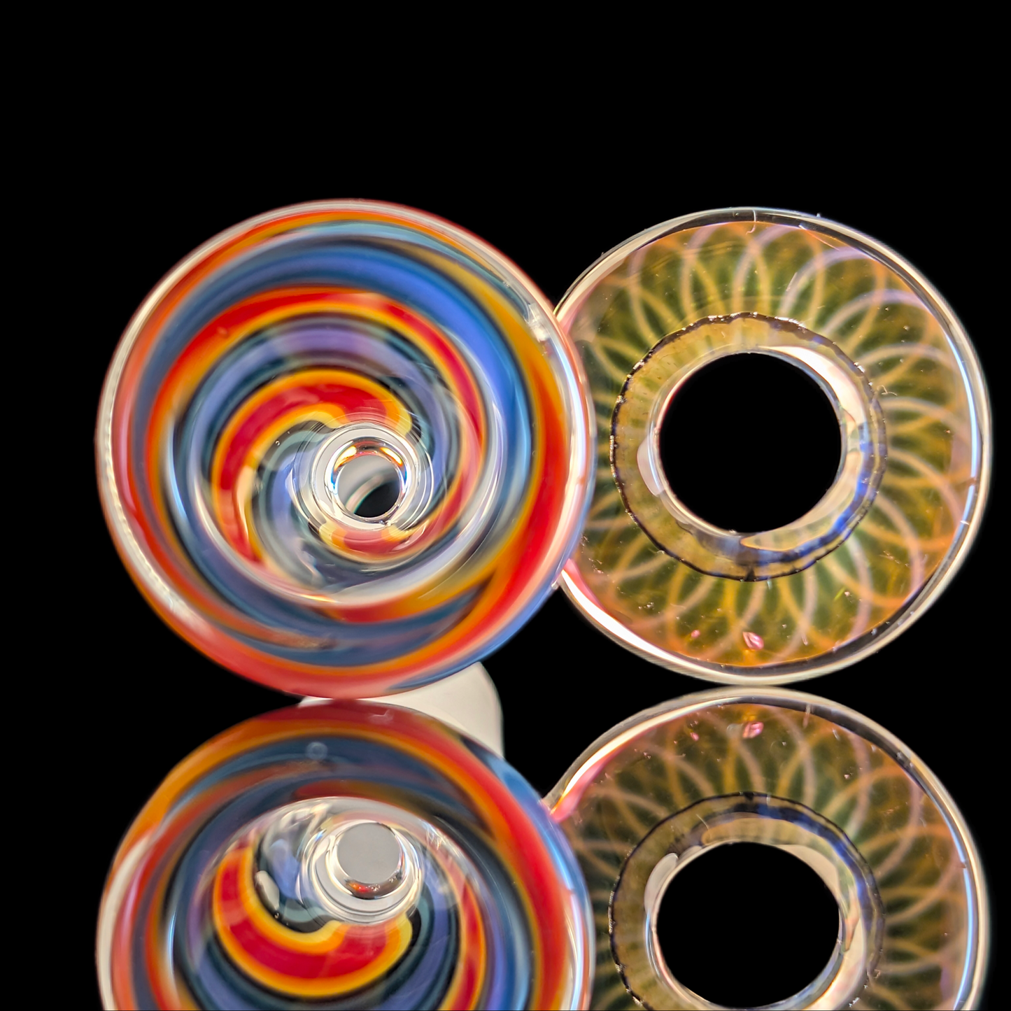 Empirical Glass Linework Restriction Slide w/ Fumicello Donut 14mm Red/Blue/Purple/Yellow/Orange