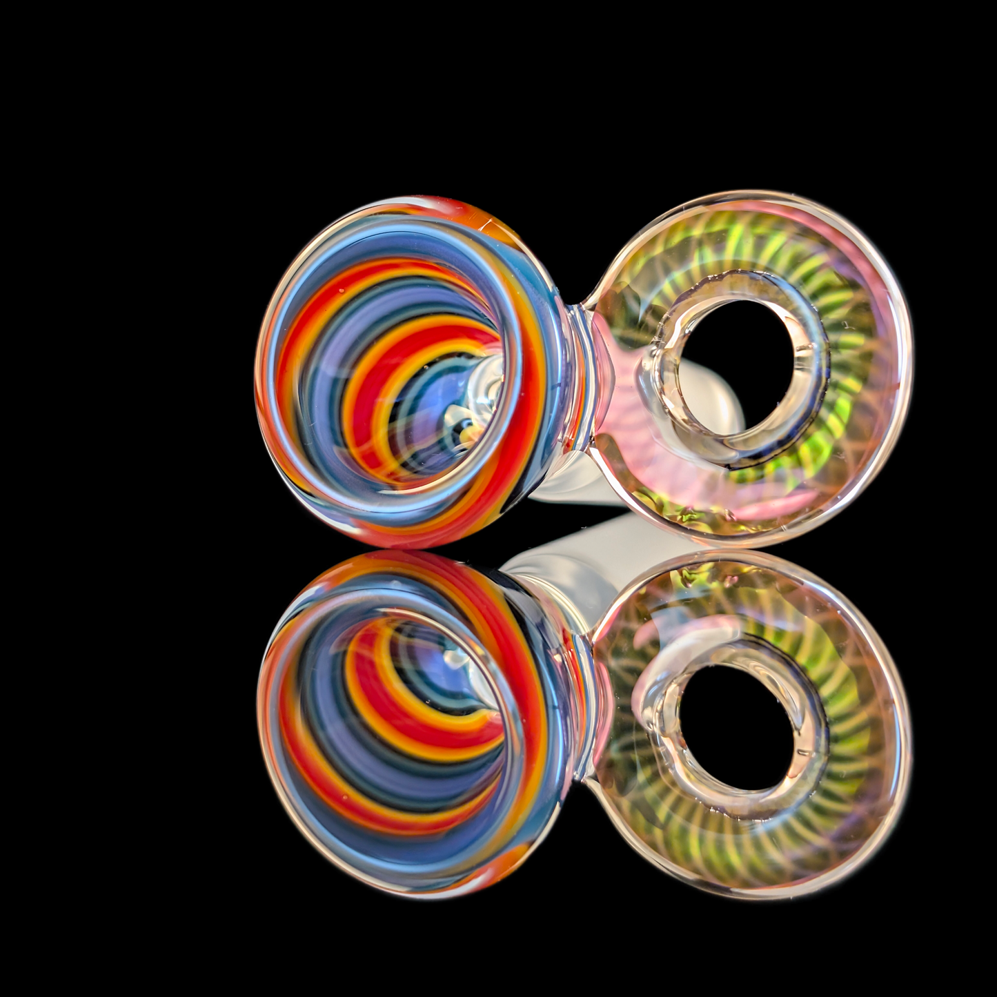 Empirical Glass Linework Restriction Slide w/ Fumicello Donut 14mm Red/Blue/Purple/Yellow/Orange