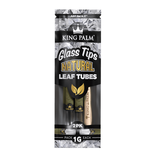 King Palm Mini Rolls w/ Glass Tips 2 Pack Natural