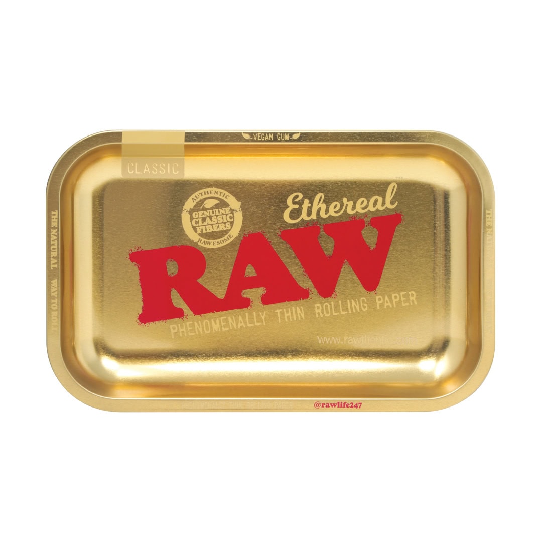 RAW Ethereal Rolling Tray Metal Small Gold Finish 27.5x17.5cm