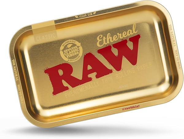 RAW Ethereal Rolling Tray Metal Small Gold Finish 27.5x17.5cm