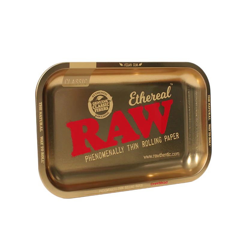 RAW Ethereal Rolling Tray Metal Small Gold Finish 27.5x17.5cm