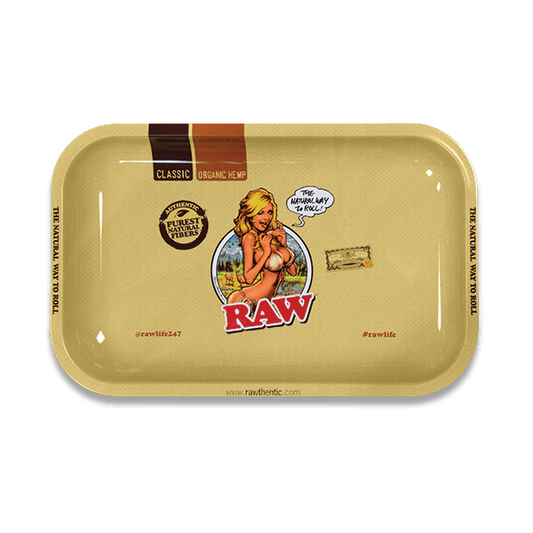 RAW Rolling Tray Metal Small RAW Girl Design 27.5x17.5cm