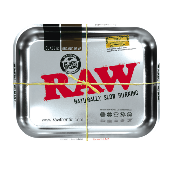 RAW Rolling Tray Large RAW Logo Silver 34x27.5cm