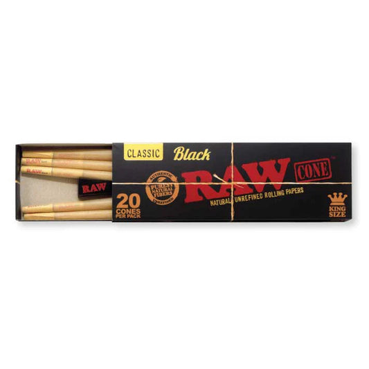 RAW Black Pre-rolled King Size Cones 20 pack