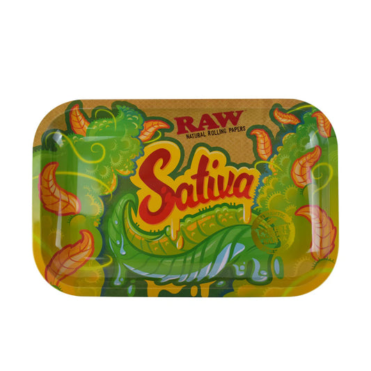 RAW Sativa Rolling Tray Metal Small 27.5x17.5cm