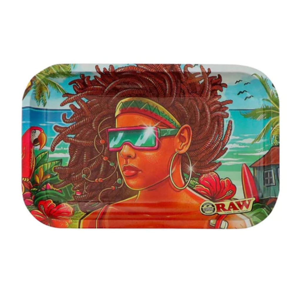 RAW Rolling Tray Metal Small RAW Brazil Girl Design 27.5x17.5cm