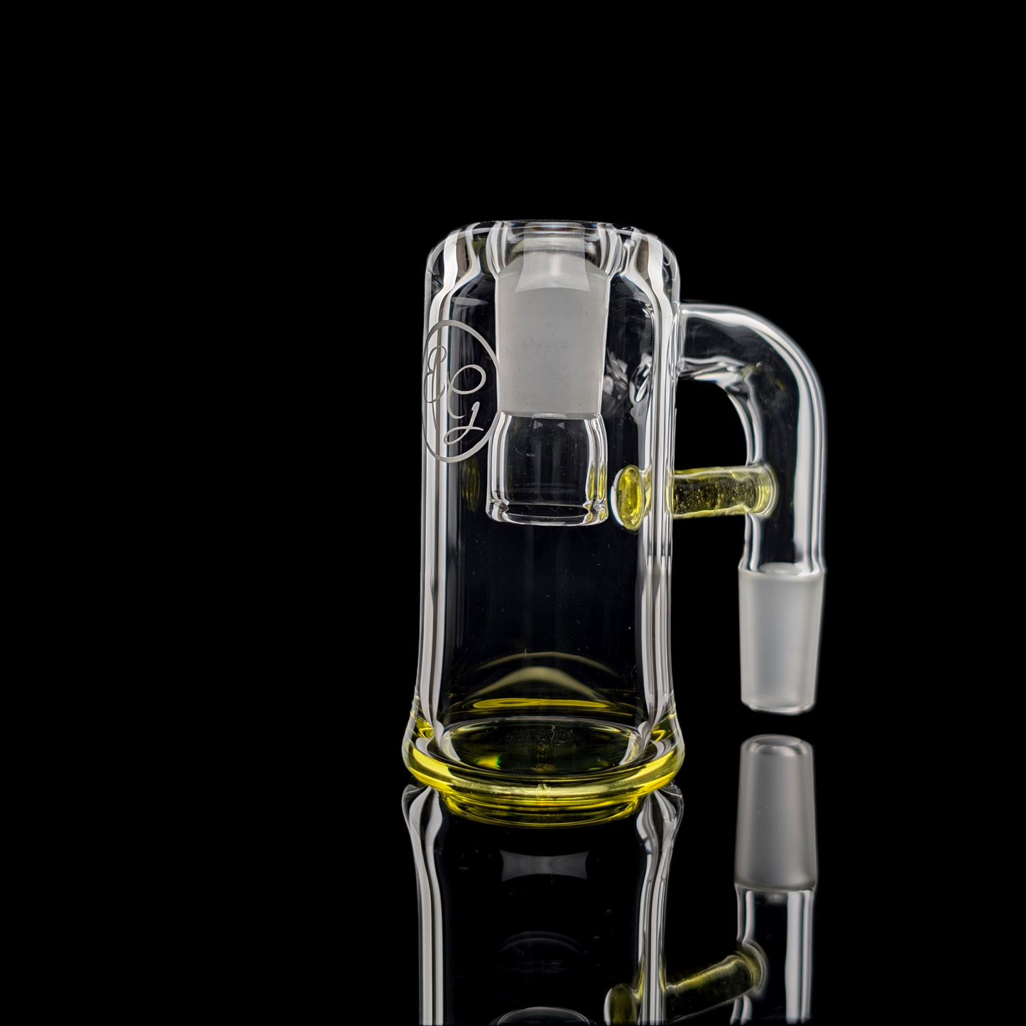 Yellow Trash Can Ash Catcher 14mm 90° by Empirical Glass