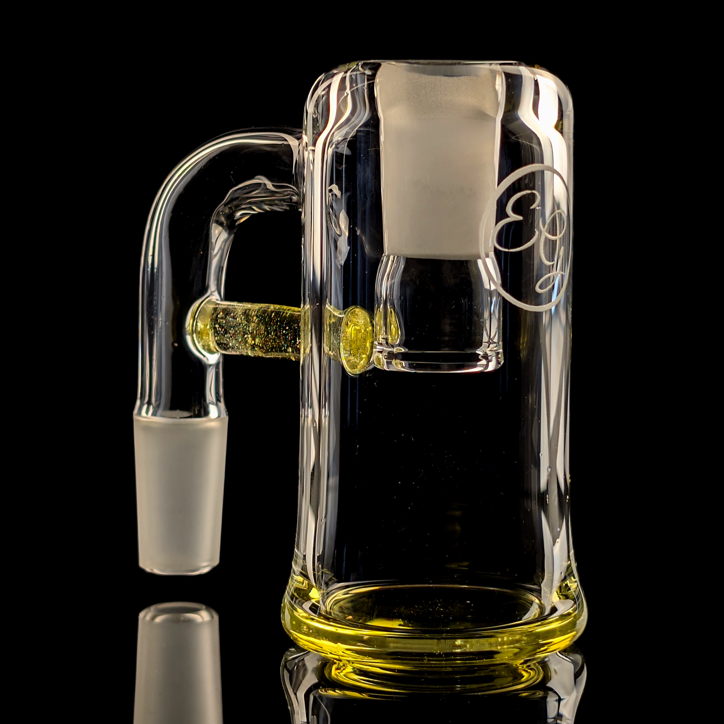 Yellow Trash Can Ash Catcher 14mm 90° by Empirical Glass