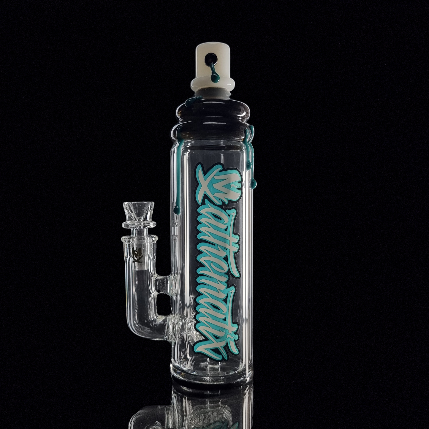 Mathematix Glass Spray Can Bubbler w/ Teal Drips 23cm