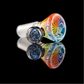 Rainbow on Clear Wig Wag Restriction Slide w/ Dichro Marble 14mm by Empirical Glass