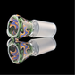 Wig Wag Restriction Slide w/ Dichro Marble 18mm by Empirical Glass Purple/Green/Orange/Blue