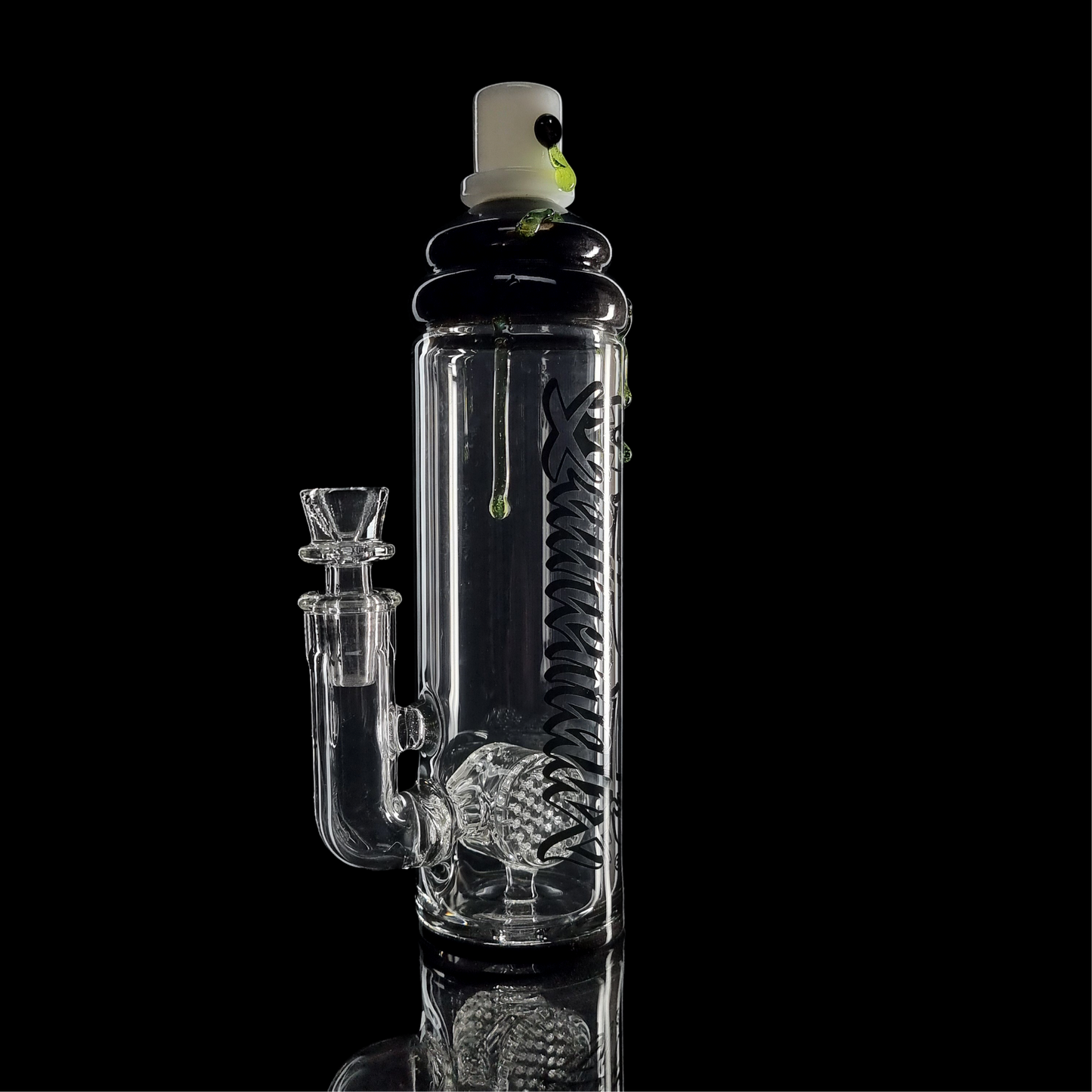 Mathematix Glass Spray Can Bubbler w/ Slyme Green Drips 23cm