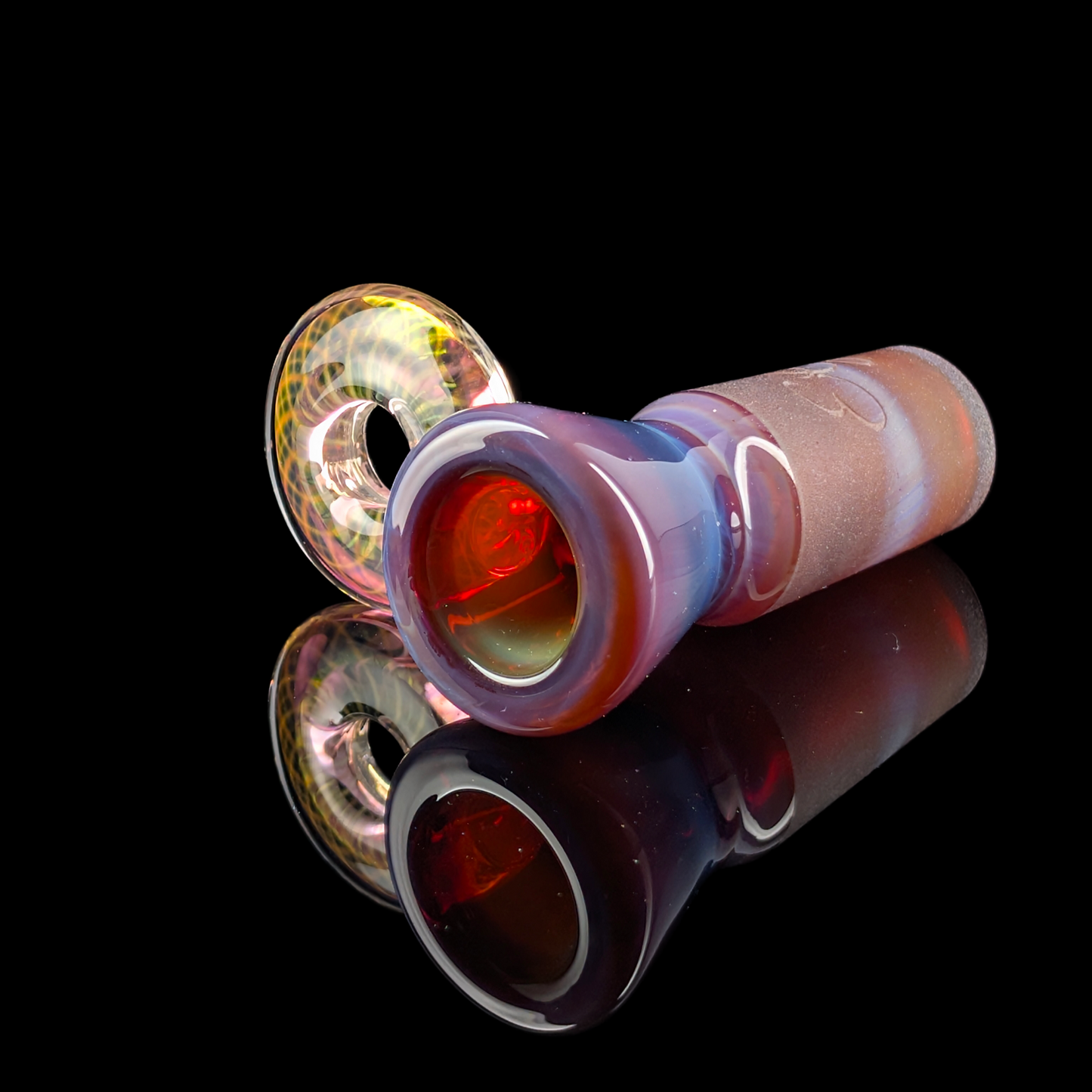 Fully Worked Restriction Slide w/ Fumicello Donut by Empirical Glass 18mm Amber Purple