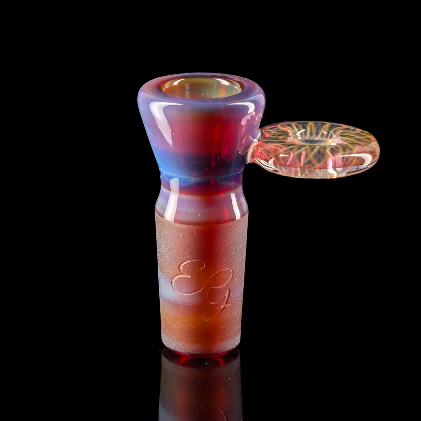 Fully Worked Restriction Slide w/ Fumicello Donut by Empirical Glass 18mm Amber Purple