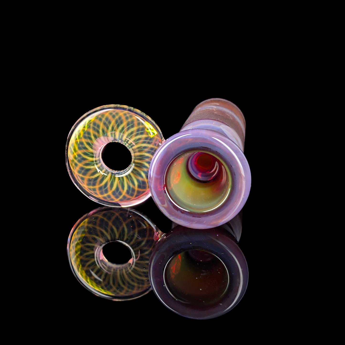 Fully Worked Restriction Slide w/ Fumicello Donut by Empirical Glass 18mm Amber Purple