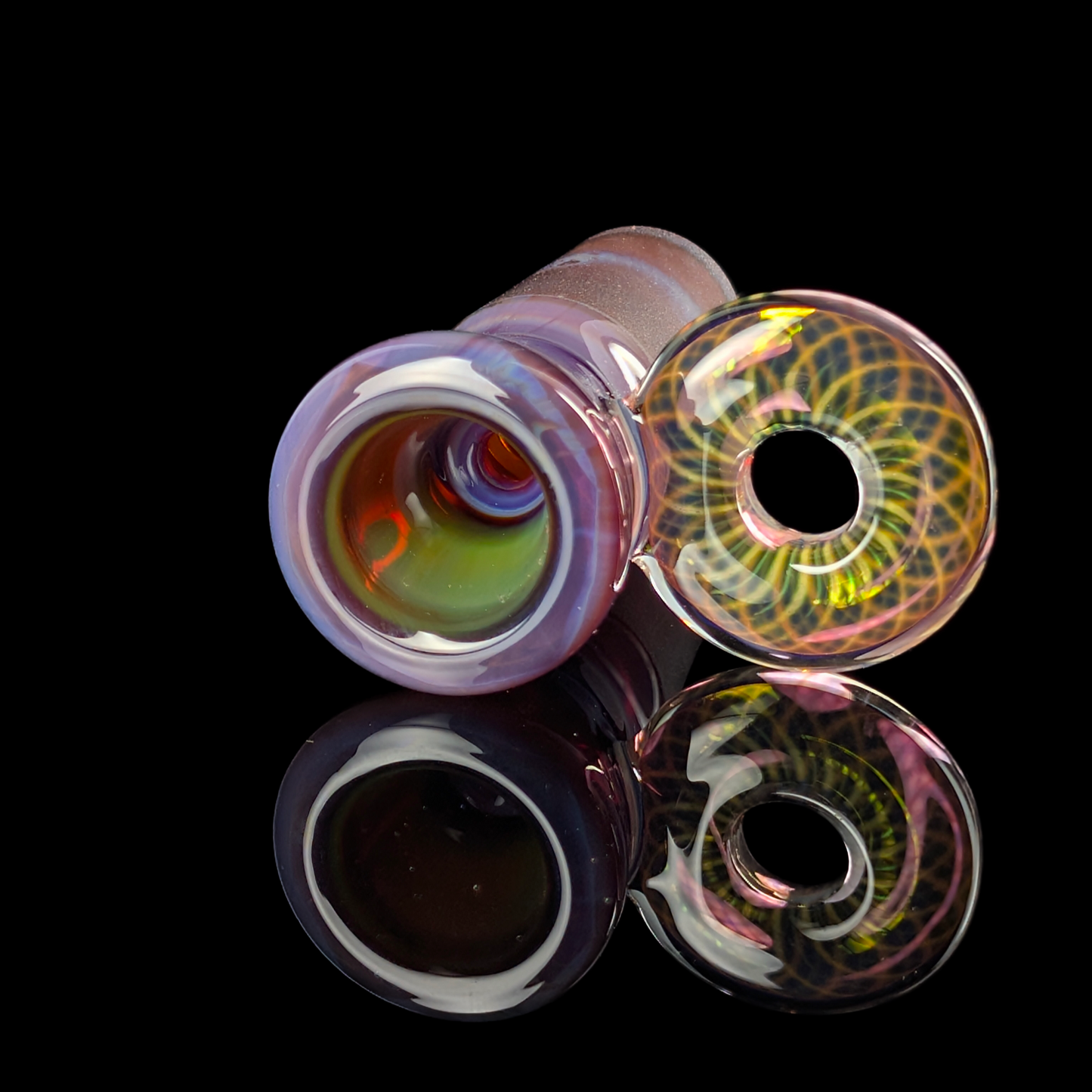 Fully Worked Restriction Slide w/ Fumicello Donut by Empirical Glass 18mm Amber Purple