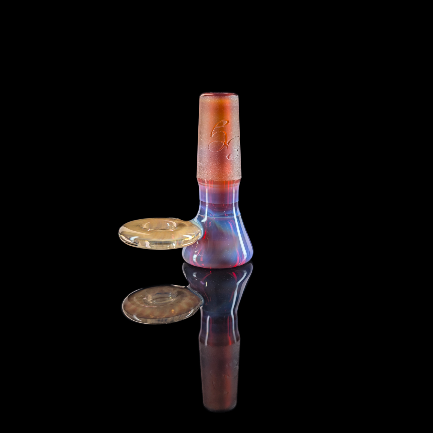 Fully Worked Restriction Slide w/ Fumicello Donut by Empirical Glass 14mm Amber Purple