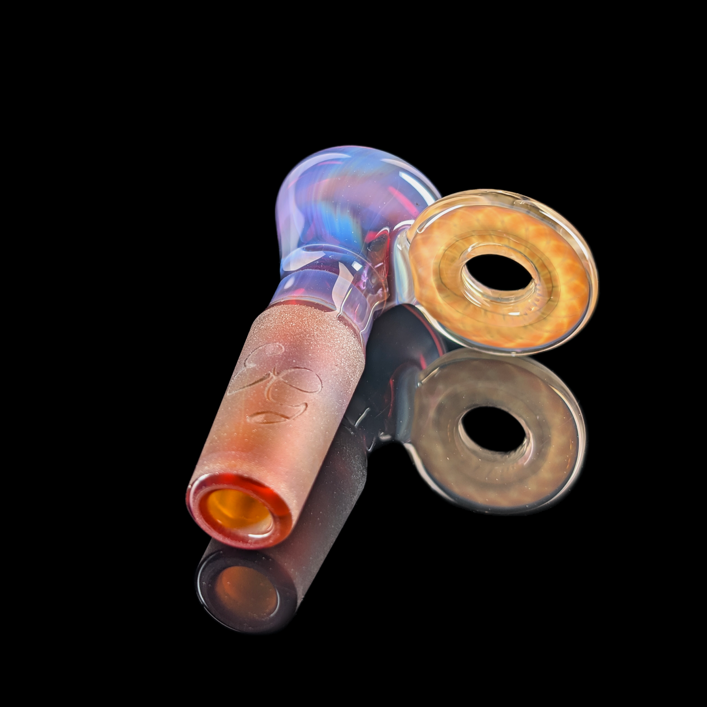 Fully Worked Restriction Slide w/ Fumicello Donut by Empirical Glass 14mm Amber Purple