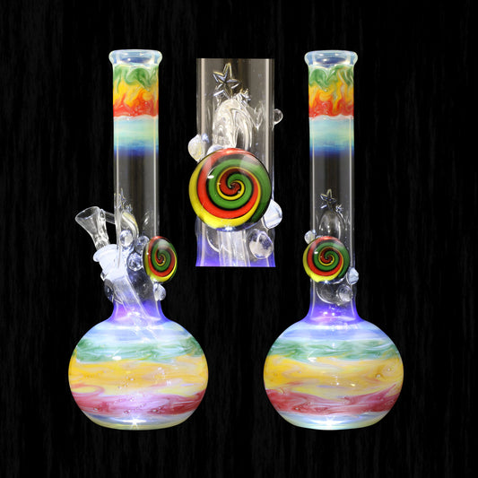 Prometheus Series Abstract Marble Glass Water Pipe by Chameleon Glass