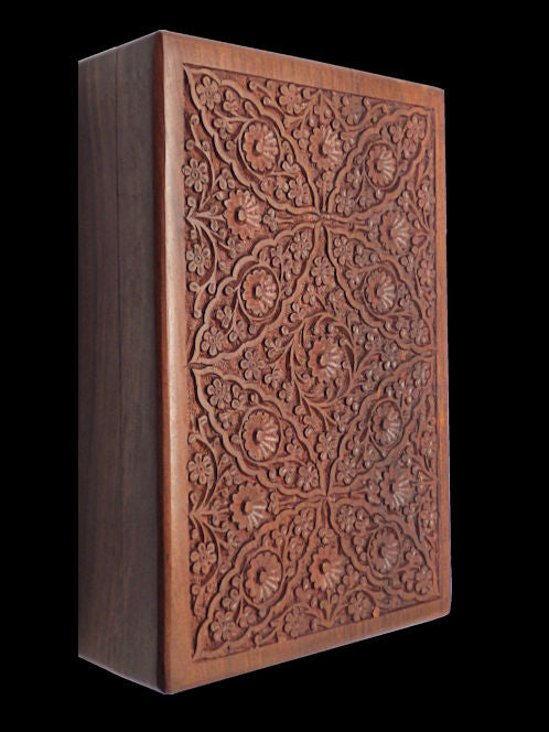Sheesham Indian Rosewood Carved Box 20.3 cm x 30.5cm