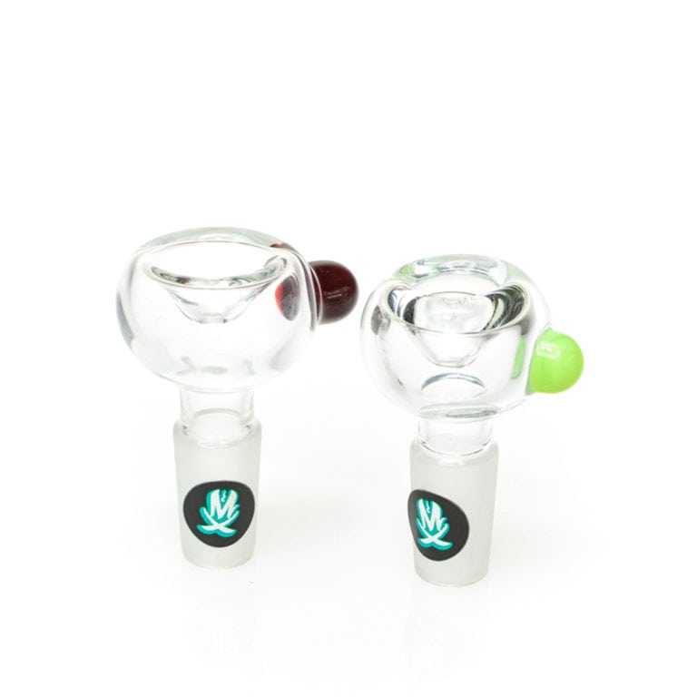 14mm Male Mathematix Glass Clear Push Bowl w/ Coloured Roll Stop