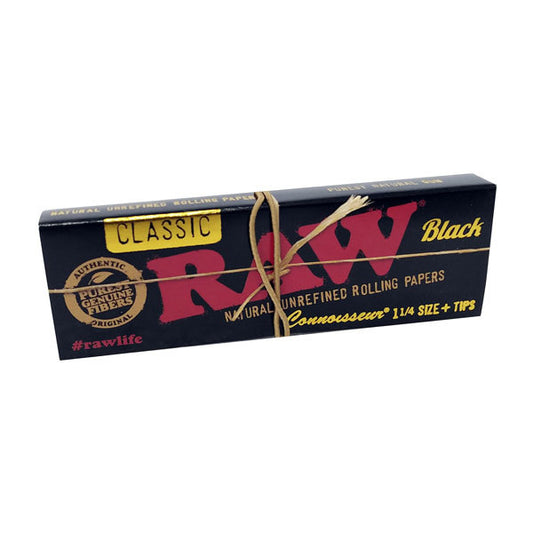 RAW Black 1 1/4 Connoisseur Papers + Filter Tips